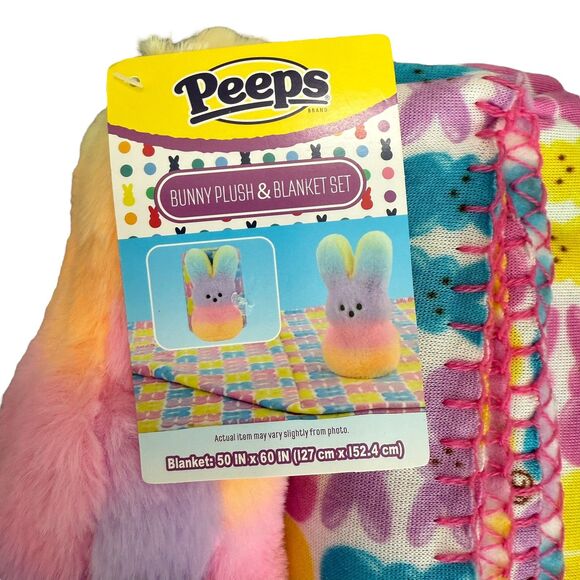 Peeps DanDee‎ Tie Dye Easter Bunny Plush & Blanket Throw Set - Picture 4 of 6